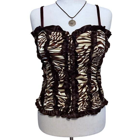 Check Me First NWT Brown and Taupe Zebra Print Bustier Women Various - Picture 1 of 13